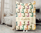 Personalized Snake Blanket Custom Name Cobra Design Retro Reptile Throw Cozy Wildlife Decor Unique Exotic Gift Home Accent