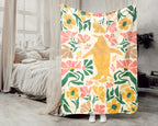 Floral Penguin Blanket – Cozy Vintage Ocean Animal Throw Gift