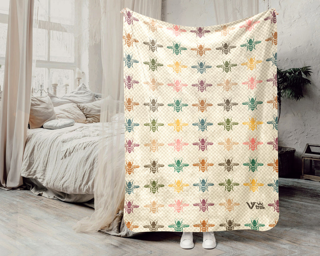 Retro Bee Lover Blanket Vintage Nature Cozy Throw Gift