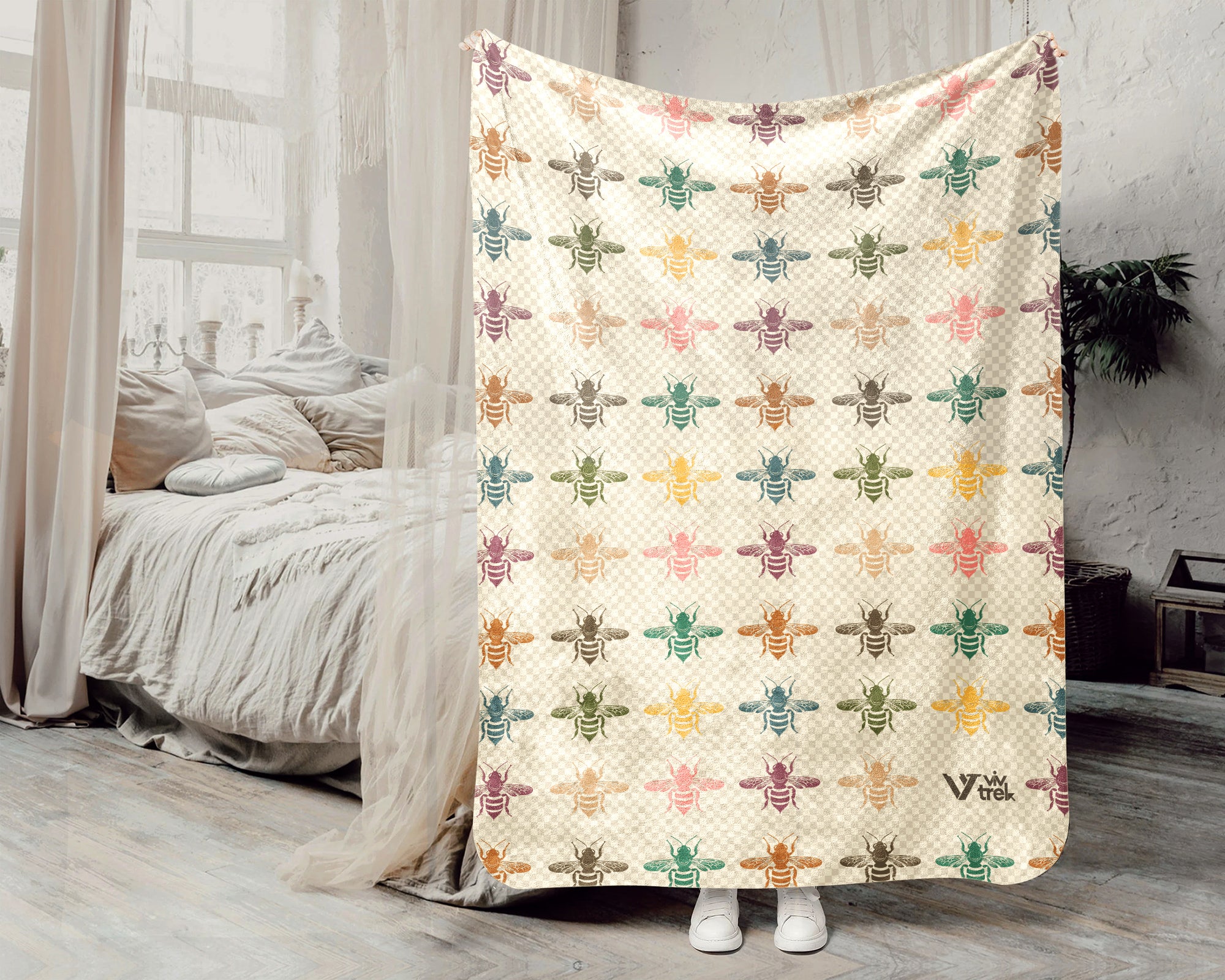 Retro Bee Lover Blanket Vintage Nature Cozy Throw Gift