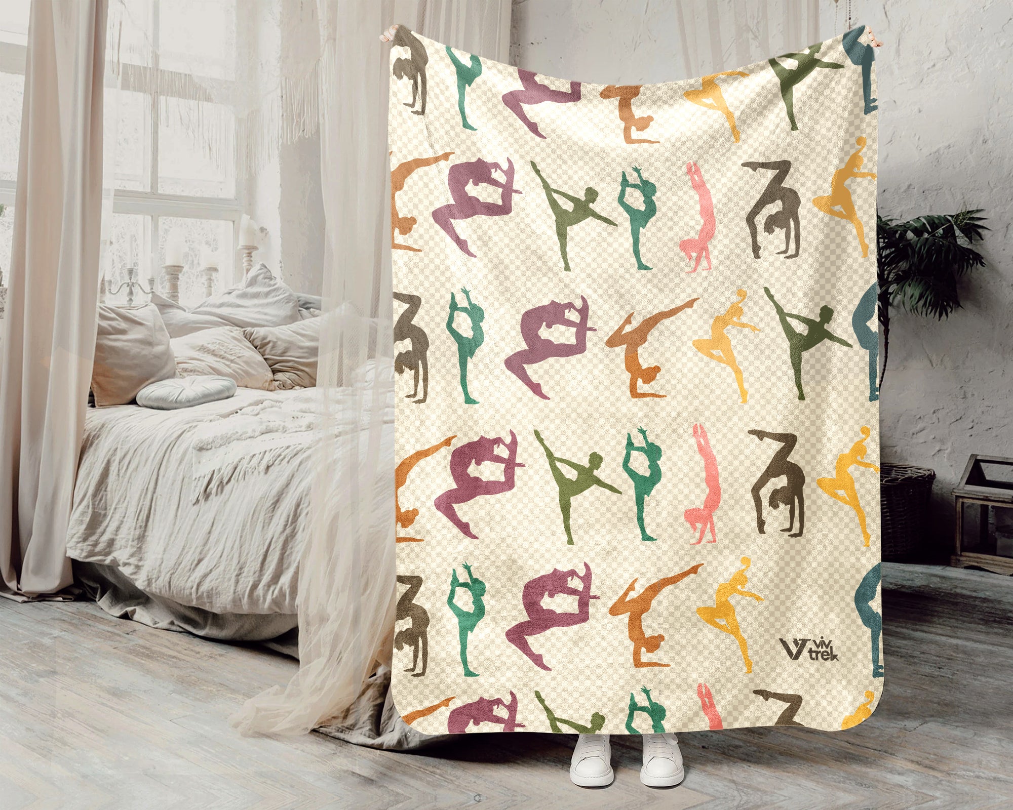 Retro Gymnastics Lover Blanket Cozy Sports Throw for Athletes Soft Artistic Decor Unique Gymnast Gift for Home