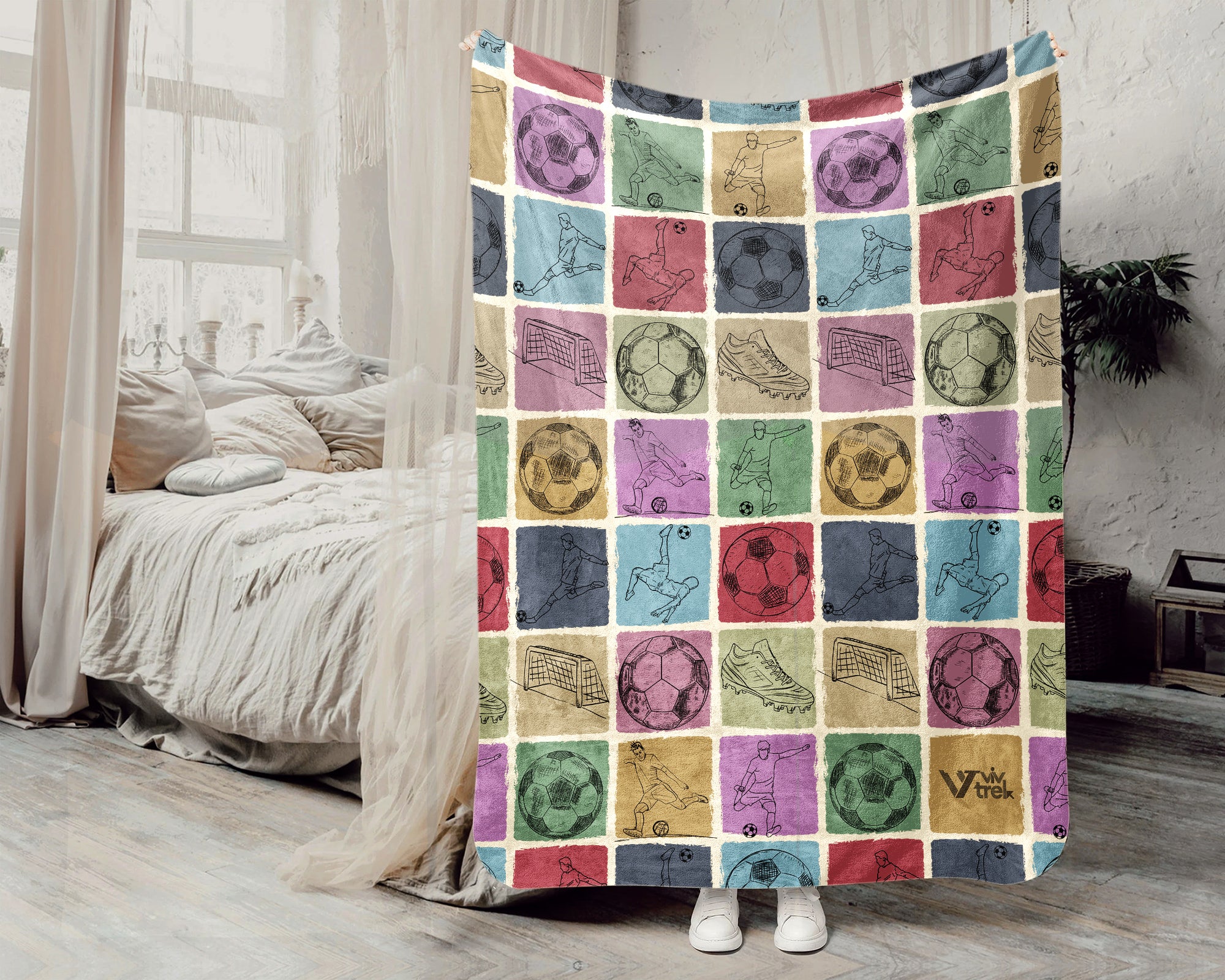 Retro Soccer Blanket – Cozy Throw for Players and Fans