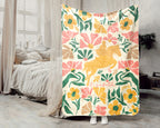 Custom Name Floral Horse Racing Blanket, Cozy Equestrian Throw Gift