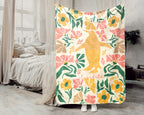 Personalized Name Floral Penguin Blanket, Cozy Floral Throw for Kids Teens Adults, Cute Penguin Lover Gift