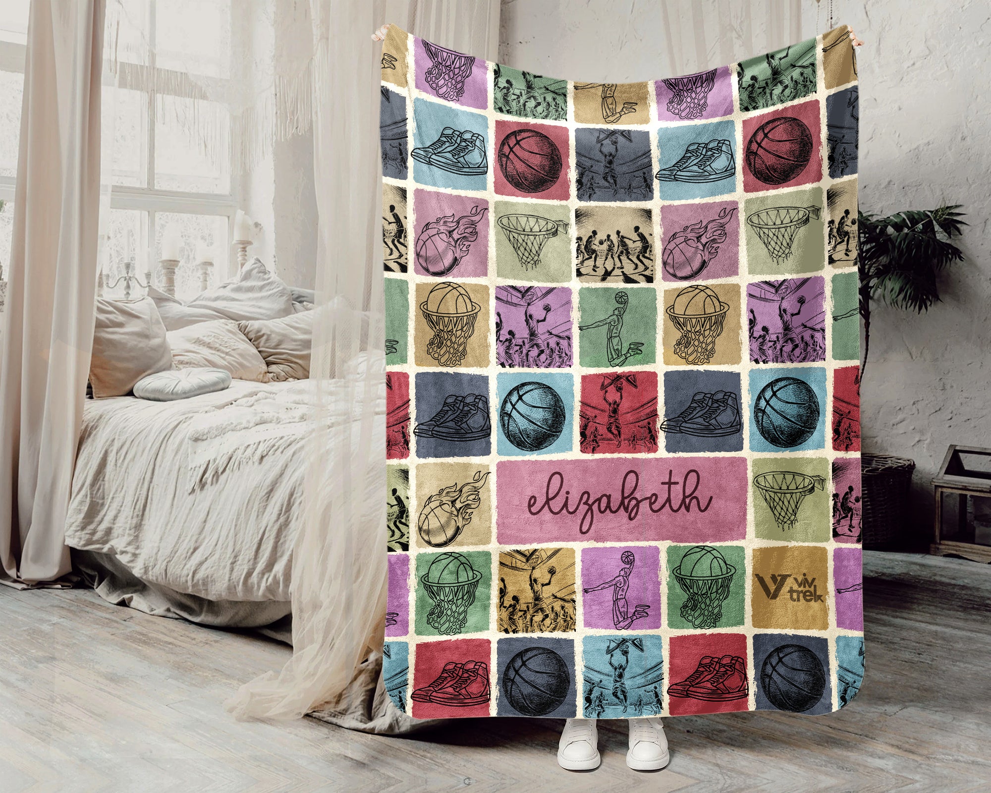 Custom Name Basketball Blanket – Personalized Sports Lover Throw
