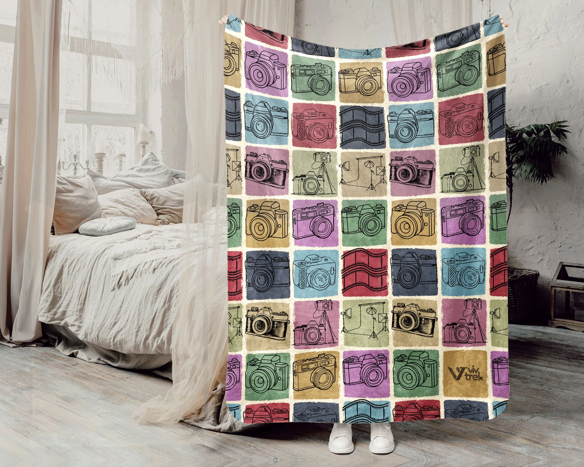 Vintage Photography Gift Blanket Cozy Camera Lover Throw Soft Graphic Decor Unique Photographer Gift for Creative Home
