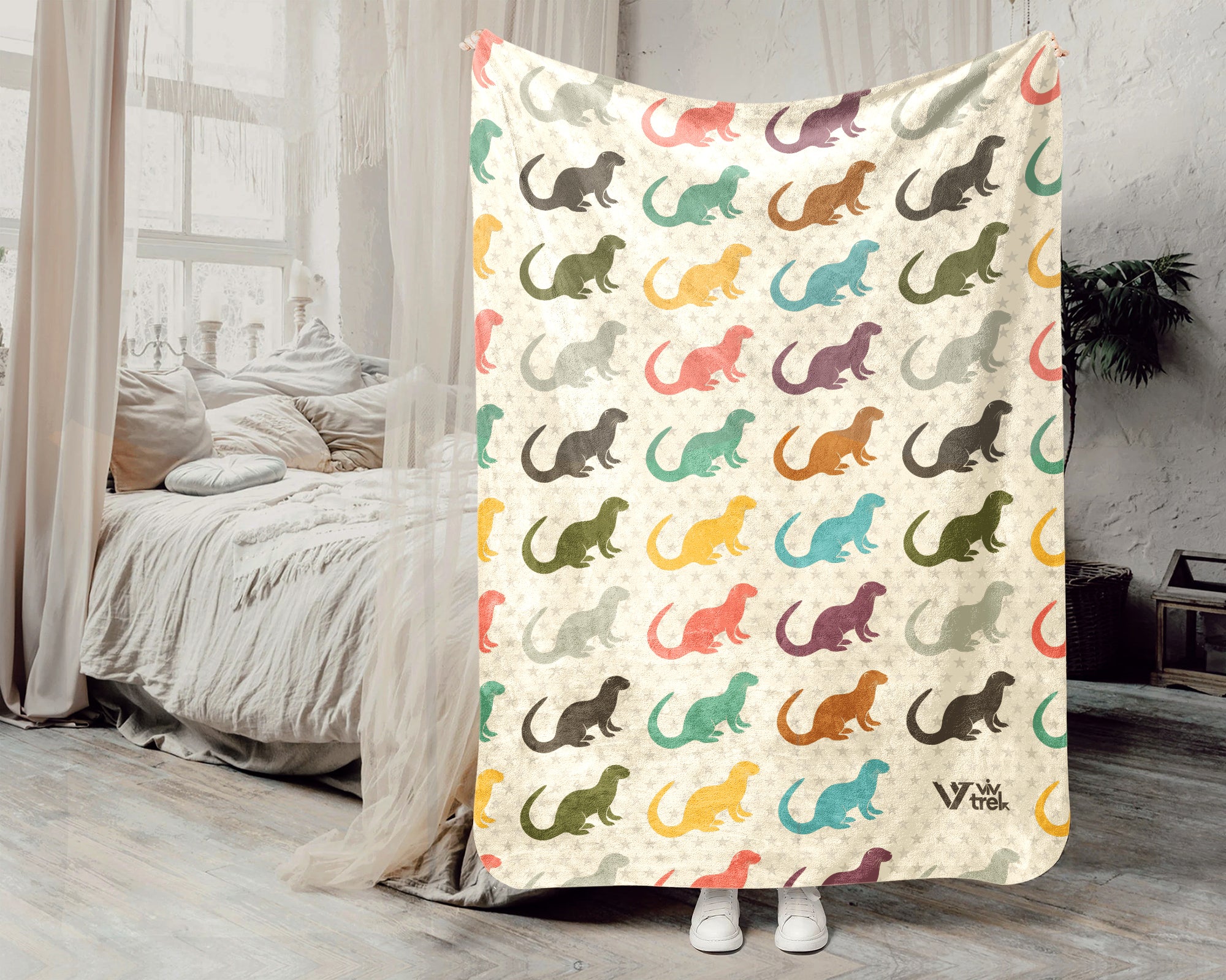 Retro Otter Blanket – Cozy Throw for Sea Life & Animal Lovers