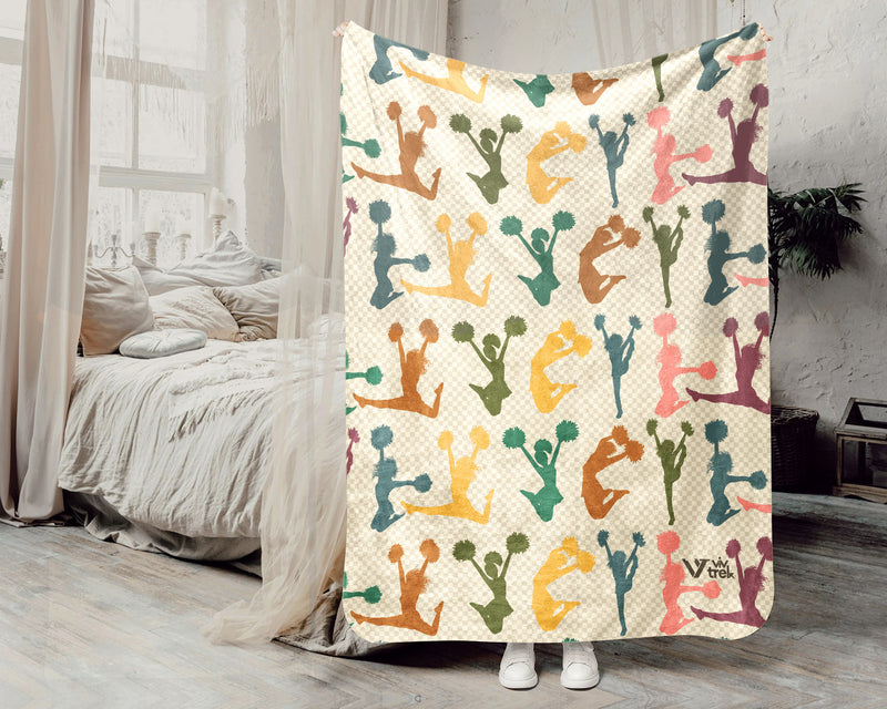 Retro Cheerleading Blanket Cozy Cheerleader Throw Sporty Fleece Blanket Cheer Fan Gift Home Decor Idea for Game Day Couch Bedroom