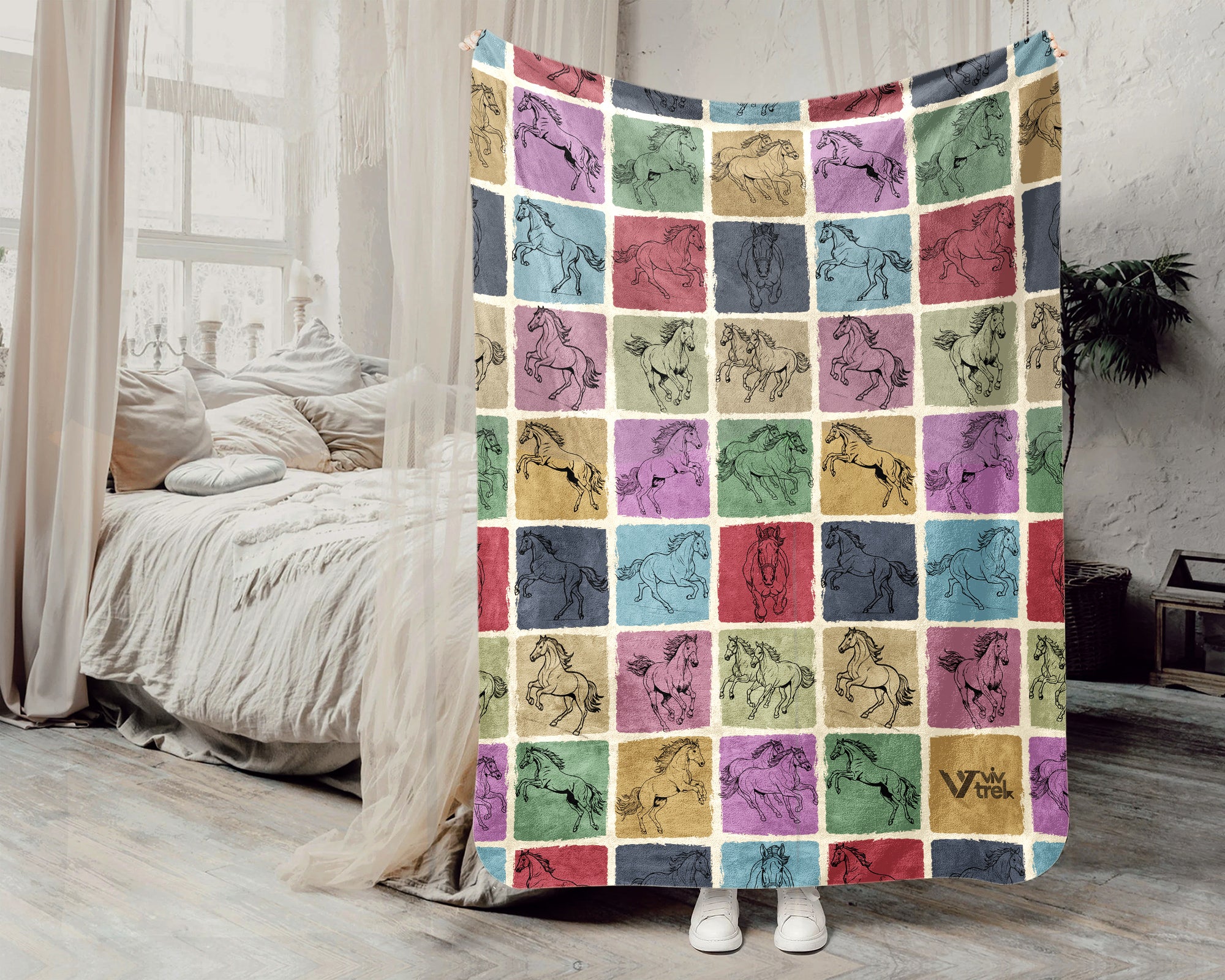 Vintage Horse Blanket – Cozy Equestrian Western Throw