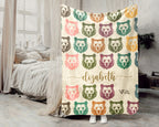 Custom Bear Blanket Personalized Name Retro Wildlife Throw Cozy Rustic Forest Decor Unique Animal Graphic Gift Home Accent