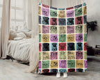 Pug Dog Blanket, Vintage Pug Lover Throw, Cozy Retro Dog Fleece Blanket, Unique Pet Lover Gift for Home and Kids