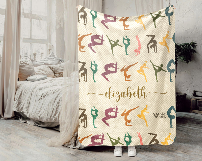 Custom Name Gymnast Blanket Sporty Throw Cozy Personalized Gift Soft Athletic Decor for Gymnastics Fans Home