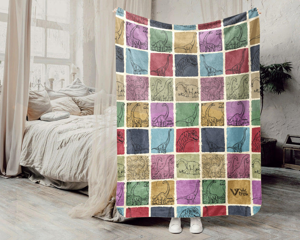 Brachiosaurus Dinosaur Blanket – Cozy Retro Dino Gift Throw