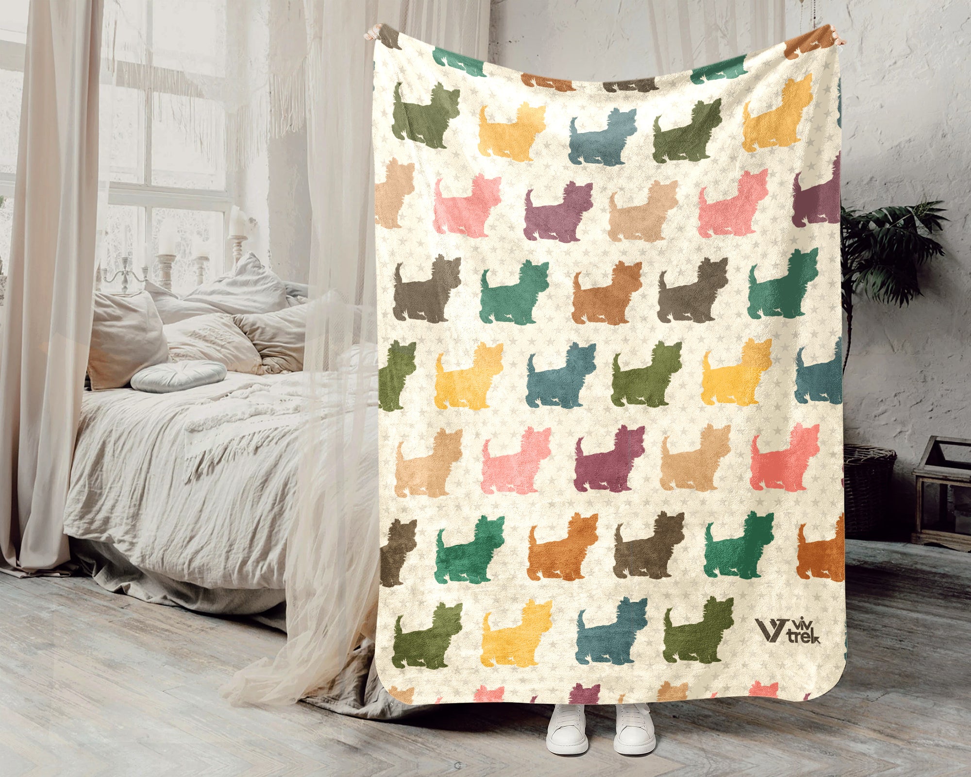 Retro Yorkshire Terrier Dog Blanket Gift, Cozy Yorkie Lover Throw, Cute Puppy Blanket, Unique Dog Owner Decor