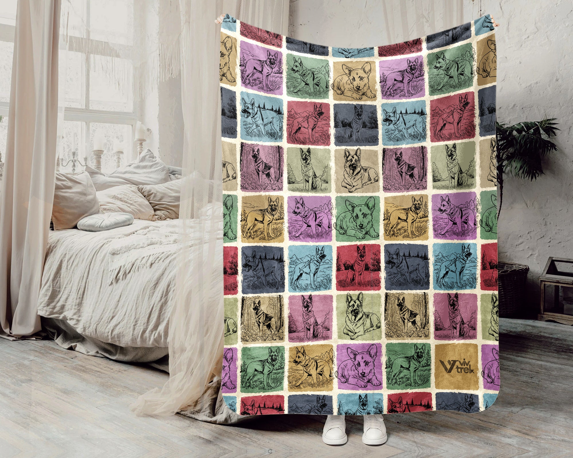 German Shepherd Blanket – Cozy Retro Dog Lover Throw Gift