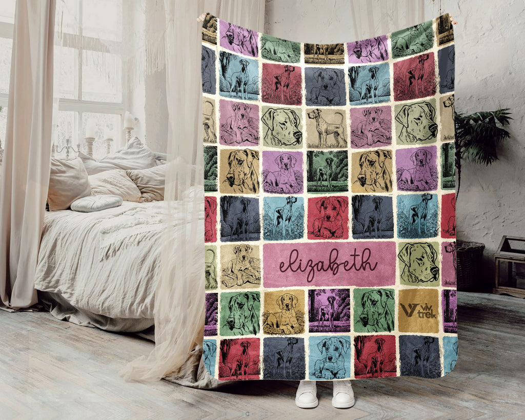 Personalized Great Dane Blanket – Custom Name Cozy Retro Dog Lover Throw