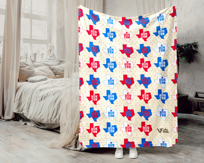 Houston Retro City Map Blanket Throw, Cozy Skyline Decor, Texas Pride Gift, Urban Style Sofa Throw Blanket for Home