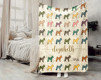 Personalized Basenji Dog Throw Custom Name Pet Lover Blanket Retro Breed Design Barkless Dog Gift Unique Cozy Home Accent