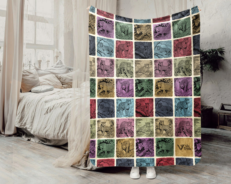 Vintage Jaguar Blanket Big Cat Wildlife Throw Cozy Animal Print Decor Jungle Inspired Gift Unique Nature Home Accent