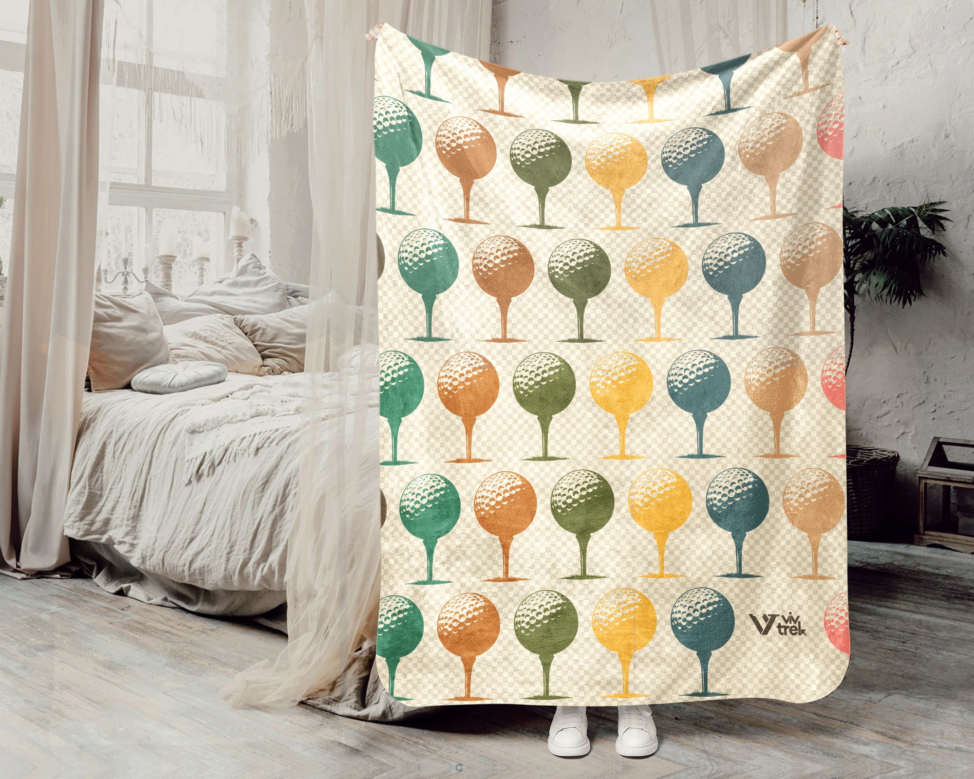 Retro Golf Lover Blanket Cozy Sports Throw for Players Soft Graphic Decor Unique Golfer Gift for Home