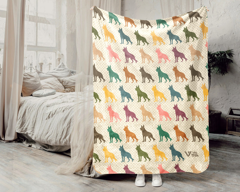 Retro German Shepherd Blanket – Cozy Puppy Throw Gift for Dog Lovers