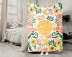 Floral Volleyball Blanket – Cozy Throw for Volleyball Lovers