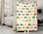 Custom Name Camping Blanket, Personalized Nature Throw, Cozy Outdoor Gift for Campers, Travelers, and Hikers