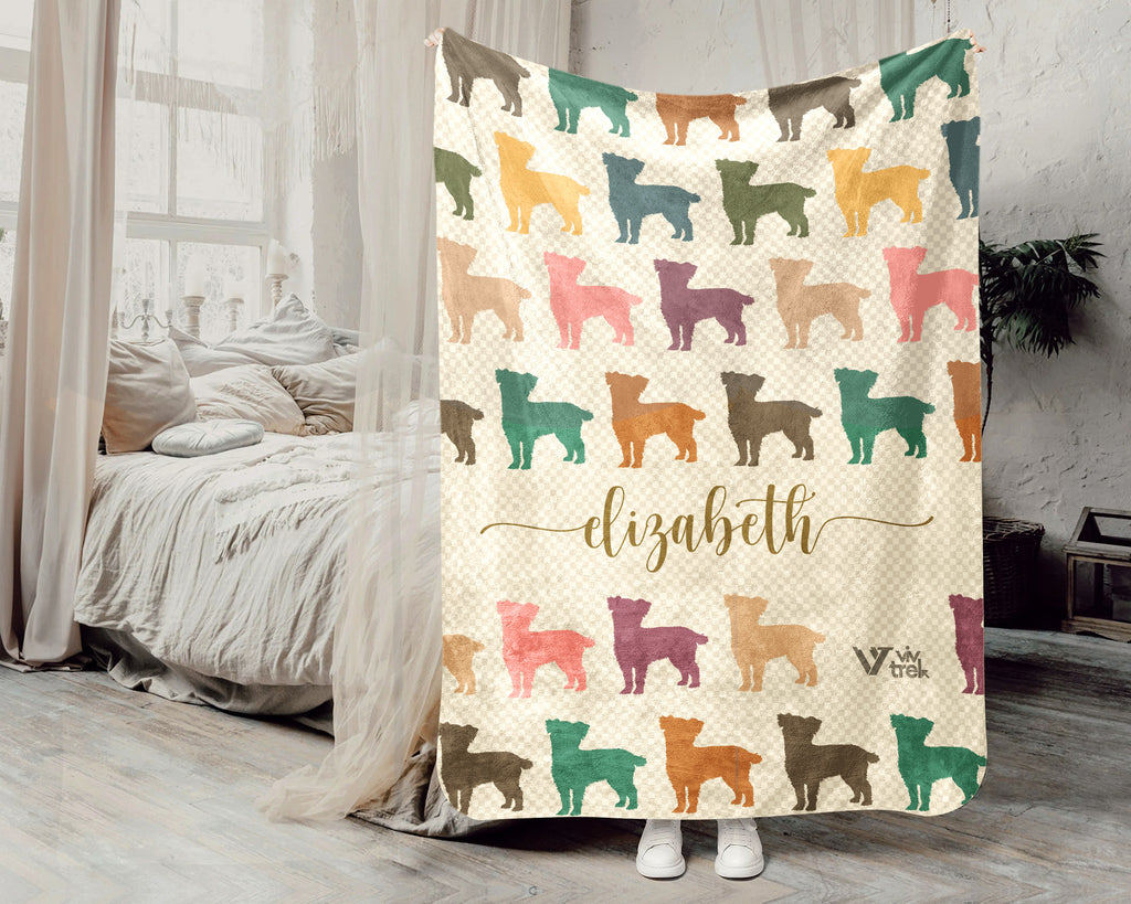 Custom Name Retro Maltese Blanket, Personalized Puppy Throw for Dog Lover Bedroom Decor and Cozy Pet Gift Ideas
