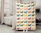 Retro Basset Hound Dog Throw Blanket, Puppy Lover Gift, Cozy Hound Breed Home Decor, Long Ear Canine House Accessory