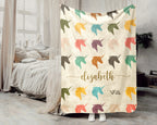 Personalized Unicorn Blanket Kids Custom Name Rainbow Nursery Throw Magical Creature Pastel Forest Cozy Fleece Decor Gift