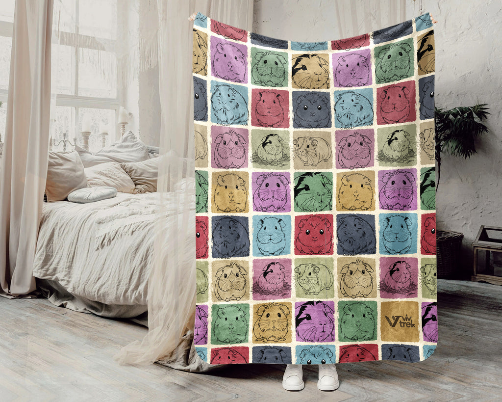 Guinea Pig Lover Blanket Retro Small Pet Cozy Throw Gift