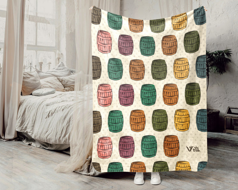 Retro Winery Gift Blanket, Vintage Wine Tasting Throw for Cozy Vineyard and Rustic Home Decor