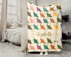 Custom Name Stingray Blanket, Cozy Retro Ocean Throw for Sea Life Lovers