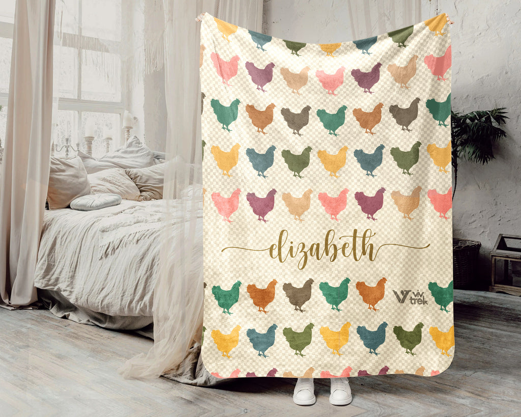 Personalized Chicken Throw – Cozy Custom Name Farm Blanket
