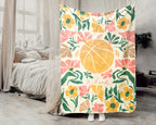 Personalized Name Floral Basketball Blanket, Cozy Hoop Lover Throw Gift