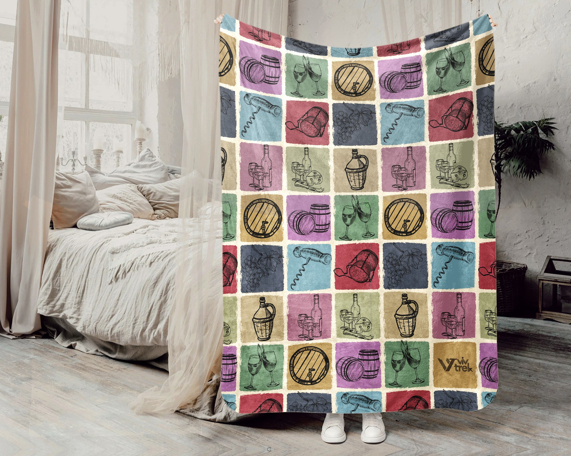 Vintage Winery Gift Blanket, Retro Wine Tasting Throw for Cozy Vineyard Decor and Wine Lover Gifts