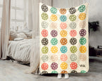 Retro Pickleball Lover Blanket for Sports Fans, Cozy Athletic Throw Gift with Distressed Court Game Style