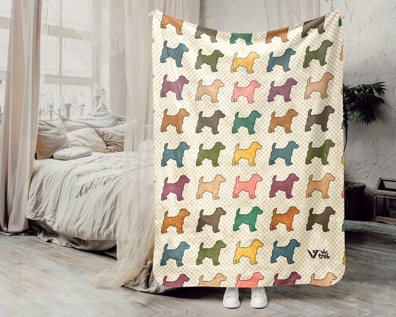 Retro Jack Russell Terrier Throw Blanket for Couch, Puppy Lover Gift, JRT Cozy Home Decor and Soft Canine Accent