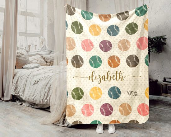 Personalized Name Baseball Throw Blanket – Cozy Gift for Baseball Lovers