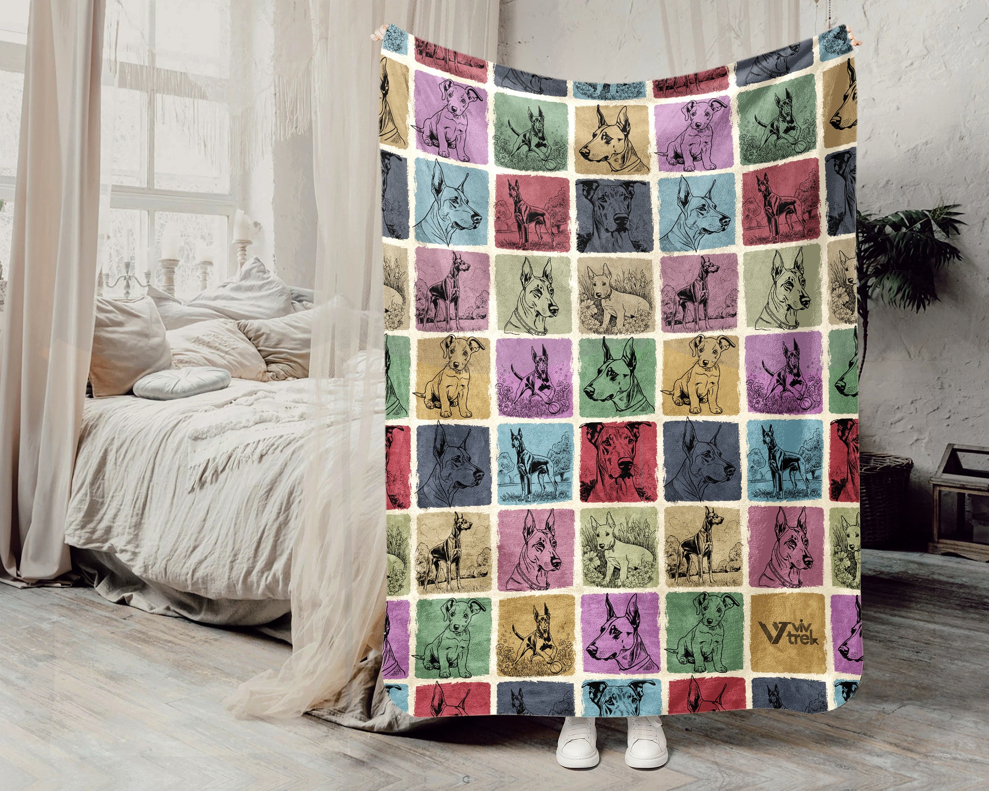 Dobermann Dog Blanket – Cozy Vintage Throw for Dog Lovers