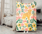 Floral Golden Retriever Blanket – Cozy Dog Lover Throw Gift