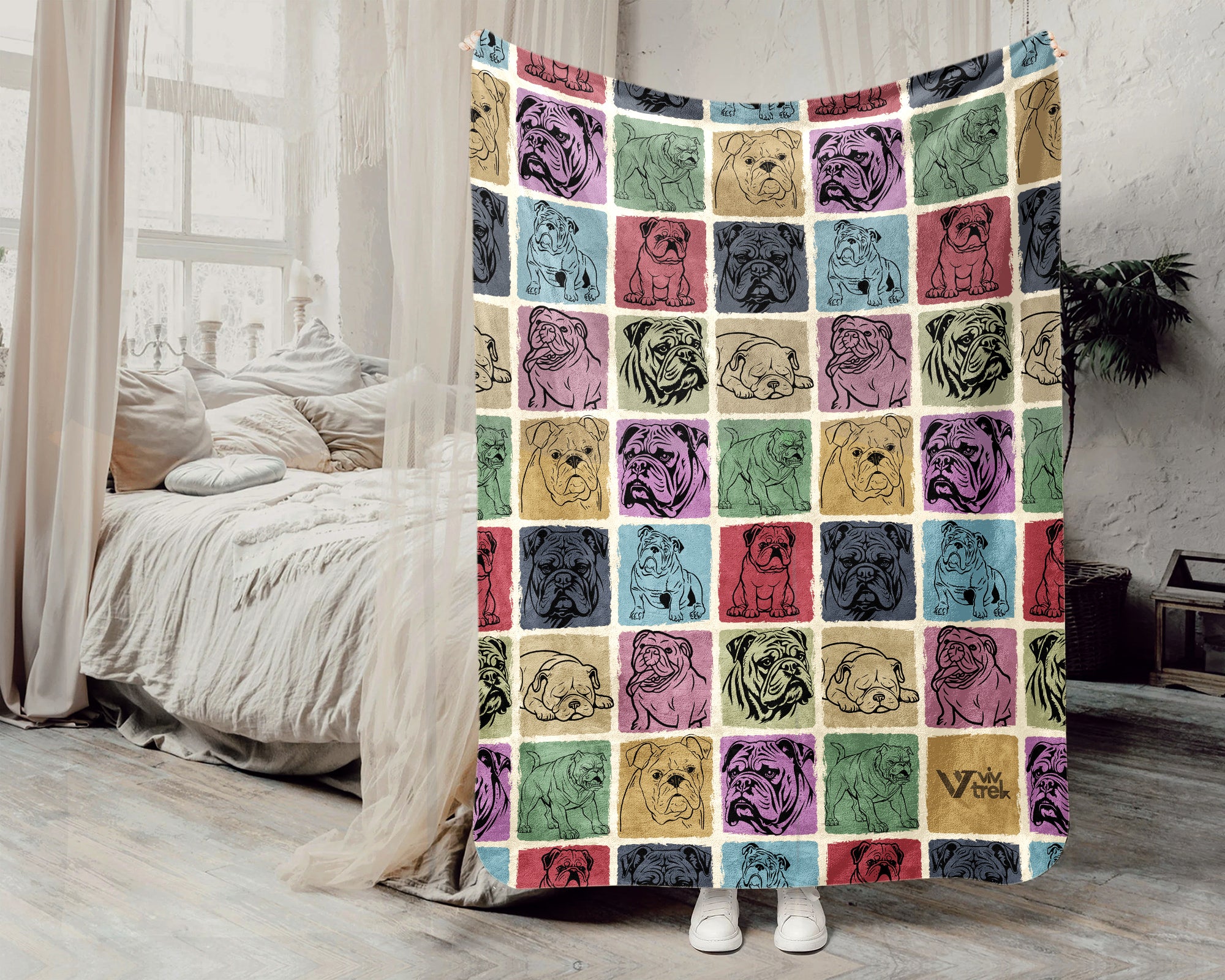 Vintage Bulldog Blanket – Easily Distracted Dog Lover Throw Gift