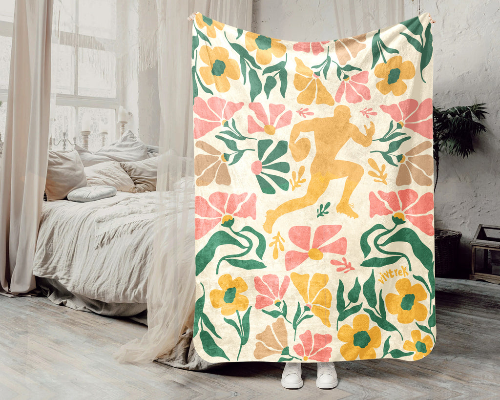 Floral Rugby Player Blanket – Cozy Sports Lover Throw