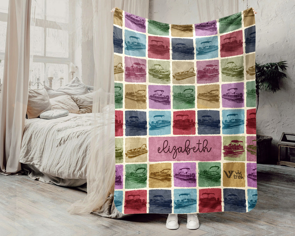 Personalized Pontoon Boat Blanket – Custom Name Nautical Lover Throw