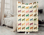 Retro Border Collie Dog Throw Blanket, Smart Sheepdog Lover Gift, Black and White Cozy Home Decor and Canine Accent