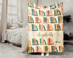 Custom Name Reading Blanket Retro Book Lover Throw Cozy Personalized Gift Soft Library Inspired Decor for Home