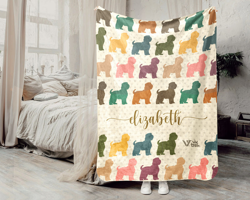Personalized Shih Tzu Dog Blanket Custom Name Vintage Puppy Throw Cozy Pet Lover Gift Cute Dog Breed Blanket for Home and Gifts
