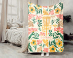 Custom Name Floral Disc Golf Blanket, Cozy Sports Lover Throw