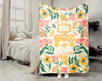 Floral Personalized Name Video Gaming Blanket with Custom Name, Cozy Floral Gamer Throw for Kids Teens Adults, Birthday Gift for Boys & Girls
