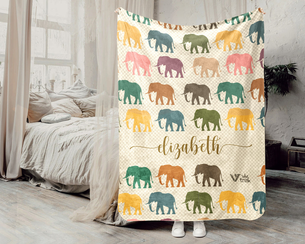 Custom Nane Elephant Blanket – Personalized Cozy Throw for Wildlife Fans